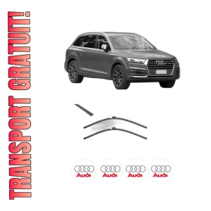 Set stergatoare AUDI Q7 (4MB, 4MG, 4MQ) din 2015-2020, pentru parbriz auto, 2 bucati, Valeo Silencio, din cauciuc siliconat rezistent, 4 Stickere Auto AUDI