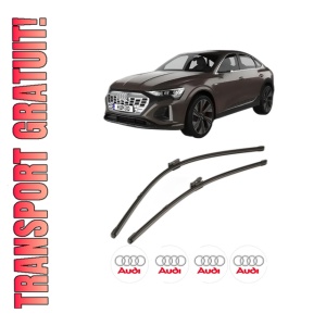 Set stergatoare AUDI Q8 E-TRON Sportback (GET) din 2022, pentru parbriz auto, 2 bucati, Valeo Silencio Xtrm, din cauciuc siliconat rezistent, 4 Stickere Auto AUDI