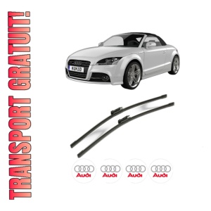 Set stergatoare AUDI TT Roadster (8J9) din 2007-2014, pentru parbriz auto, 2 bucati, Bosch Aerotwin, din cauciuc siliconat rezistent, 4 Stickere Auto AUDI