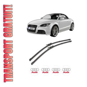 Set stergatoare AUDI TT Roadster (8J9) din 2007-2014, pentru parbriz auto, 2 bucati, Valeo Silencio Xtrm, din cauciuc siliconat rezistent, 4 Stickere Auto AUDI