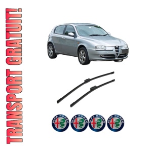 Set stergatoare auto ALFA ROMEO 147 (937_) din 2000-2010, pentru parbriz auto, 2 bucati, Bosch Aerotwin, din cauciuc siliconat rezistent, 4 Stickere Auto ALFA ROMEO