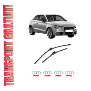 Set stergatoare auto AUDI A1 (8X1, 8XK) din 2010-2018, pentru parbriz auto, 2 bucati, Bosch Aerotwin, din cauciuc siliconat rezistent, 4 Stickere Auto AUDI
