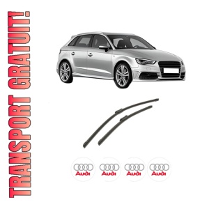 Set stergatoare auto AUDI A3 Sportback (8VA, 8VF) din 2012-2020, pentru parbriz auto, 2 bucati, Bosch Aerotwin, din cauciuc siliconat rezistent, 4 Stickere Auto AUDI