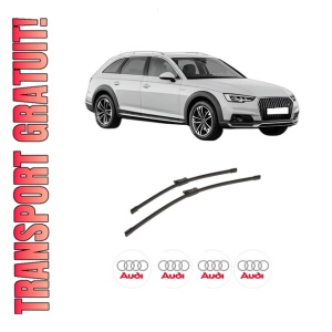 Set stergatoare auto AUDI A4 Allroad B9 (8WH, 8WJ) din 2016-2020, pentru parbriz auto, 2 bucati, Bosch Aerotwin, din cauciuc siliconat rezistent, 4 Stickere Auto AUDI