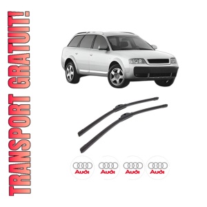 Set stergatoare auto AUDI ALLROAD C5 (4BH) din 2000-2005, pentru parbriz auto, 2 bucati, Bosch Aerotwin, din cauciuc siliconat rezistent, 4 Stickere Auto AUDI