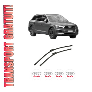 Set stergatoare auto AUDI Q7 (4MB, 4MG, 4MQ) din 2015-2020, pentru parbriz auto, 2 bucati, Bosch Aerotwin, din cauciuc siliconat rezistent, 4 Stickere Auto AUDI