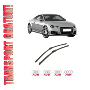 Set stergatoare auto AUDI TT (FV3, FVP) din 2014-2021, pentru parbriz auto, 2 bucati, Bosch Aerotwin, din cauciuc siliconat rezistent, 4 Stickere Auto AUDI