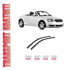 Set stergatoare auto AUDI TT Roadster (8N9) din 1999-2006, pentru parbriz auto, 2 bucati, Bosch Aerotwin, din cauciuc siliconat rezistent, 4 Stickere Auto AUDI