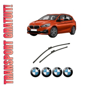 Set stergatoare auto BMW Seria 2 Gran Tourer Van (F46) din 2014-2017, pentru parbriz auto, 2 bucati, Bosch Aerotwin, din cauciuc siliconat rezistent, 4 Stickere Auto BMW Seria