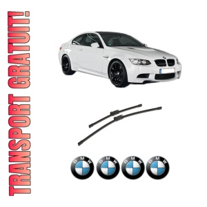Set stergatoare auto BMW Seria 3 Coupe (E92) din 2006-2013, pentru parbriz auto, 2 bucati, Bosch Aerotwin, din cauciuc siliconat rezistent, 4 Stickere Auto BMW Seria