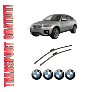 Set stergatoare auto BMW Seria X6 (E71, E72) din 2007-2014, pentru parbriz auto, 2 bucati, Bosch Aerotwin Multi, din cauciuc siliconat rezistent, 4 Stickere Auto BMW Seria