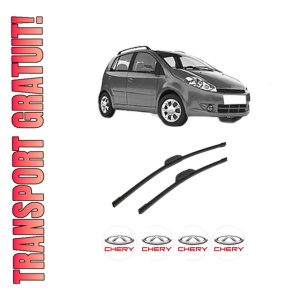 Set stergatoare auto CHERY A1 din 2007-2014, pentru parbriz auto, 2 bucati, Bosch Aerotwin Retrofit, din cauciuc siliconat rezistent, 4 Stickere Auto CHERY