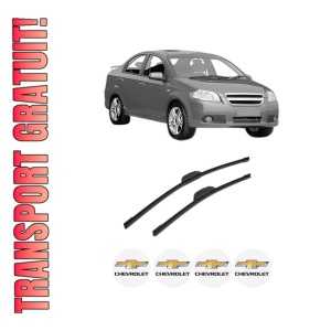 Set stergatoare auto CHEVROLET AVEO / KALOS Saloon (T250, T255) din 2005-2013, pentru parbriz auto, 2 bucati, Bosch Aerotwin Retrofit, din cauciuc siliconat rezistent, 4 Stickere Auto CHEVROLET