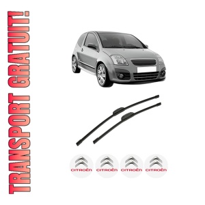 Set stergatoare auto CITROEN C2 (JM_) din 2003-2012, pentru parbriz auto, 2 bucati, Bosch Aerotwin Retrofit, din cauciuc siliconat rezistent, 4 Stickere Auto CITROEN