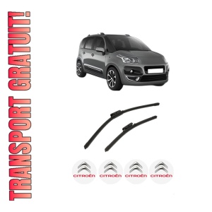 Set stergatoare auto CITROEN C3 PICASSO (SH_) din 2008-2017, pentru parbriz auto, 2 bucati, Bosch Aerotwin, din cauciuc siliconat rezistent, 4 Stickere Auto CITROEN