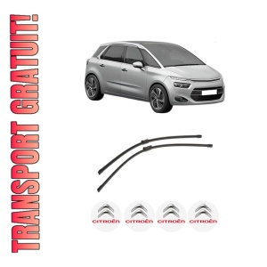 Set stergatoare auto CITROEN C4 GRAND PICASSO II (DA_, DE_) din 2013-2018, pentru parbriz auto, 2 bucati, Bosch Aerotwin, din cauciuc siliconat rezistent, 4 Stickere Auto CITROEN