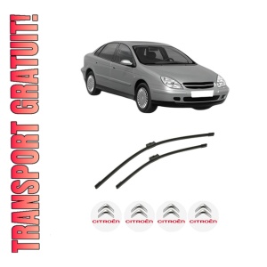 Set stergatoare auto CITROEN C5 I (DC_) din 2001-2004, pentru parbriz auto, 2 bucati, Bosch Aerotwin, din cauciuc siliconat rezistent, 4 Stickere Auto CITROEN