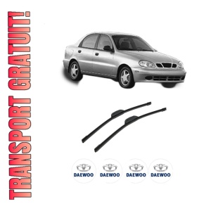 Set stergatoare auto DAEWOO LANOS Saloon (KLAT) din 1997, pentru parbriz auto, 2 bucati, Bosch Aerotwin Retrofit, din cauciuc siliconat rezistent, 4 Stickere Auto DAEWOO