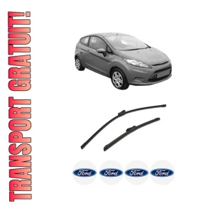 Set stergatoare auto FORD FIESTA VI (CB1, CCN) din 2008-2018, pentru parbriz auto, 2 bucati, Bosch Aerotwin, din cauciuc siliconat rezistent, 4 Stickere Auto FORD