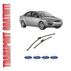 Set stergatoare auto FORD FOCUS II Saloon (DB_, FCH, DH) din 2005-2012, pentru parbriz auto, 2 bucati, Bosch Aerotwin Multi, din cauciuc siliconat rezistent, 4 Stickere Auto FORD
