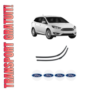 Set stergatoare auto FORD FOCUS III Estate Van din 2012-2020, pentru parbriz auto, 2 bucati, Bosch Aerotwin, din cauciuc siliconat rezistent, 4 Stickere Auto FORD