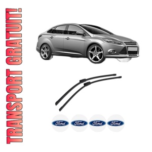 Set stergatoare auto FORD FOCUS III Saloon din 2010-2020, pentru parbriz auto, 2 bucati, Bosch Aerotwin Multi, din cauciuc siliconat rezistent, 4 Stickere Auto FORD