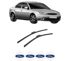 Set stergatoare auto FORD MONDEO III Saloon (B4Y) din 2000-2007, pentru parbriz auto, 2 bucati, Bosch Aerotwin Retrofit, din cauciuc siliconat rezistent, 4 Stickere Auto FORD - Img 2