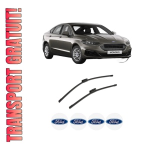 Set stergatoare auto FORD MONDEO V Saloon (CD) din 2012-2019, pentru parbriz auto, 2 bucati, Bosch Aerotwin Multi, din cauciuc siliconat rezistent, 4 Stickere Auto FORD