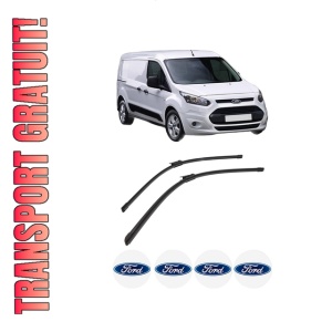 Set stergatoare auto FORD TRANSIT CONNECT V408 Box Body/MPV din 2013-2018, pentru parbriz auto, 2 bucati, Bosch Aerotwin, din cauciuc siliconat rezistent, 4 Stickere Auto FORD