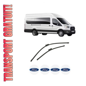 Set stergatoare auto FORD TRANSIT V363 Bus (FAD, FBD) din 2013-2024, pentru parbriz auto, 2 bucati, Bosch Aerotwin, din cauciuc siliconat rezistent, 4 Stickere Auto FORD
