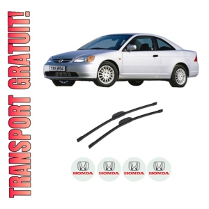 Set stergatoare auto HONDA CIVIC VII Coupe (EM2) din 2001-2005, pentru parbriz auto, 2 bucati, Bosch Aerotwin Retrofit, din cauciuc siliconat rezistent, 4 Stickere Auto HONDA