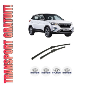 Set stergatoare auto HYUNDAI CRETA din 2016-2021, pentru parbriz auto, 2 bucati, Bosch Aerotwin Retrofit, din cauciuc siliconat rezistent, 4 Stickere Auto HYUNDAI