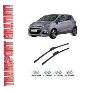 Set stergatoare auto HYUNDAI i10 II (BA, IA) din 2013-2019, pentru parbriz auto, 2 bucati, Bosch Aerotwin Retrofit, din cauciuc siliconat rezistent, 4 Stickere Auto HYUNDAI