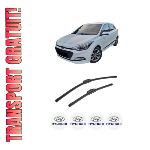 Set stergatoare auto HYUNDAI i20 II (GB, IB) din 2014-2021, pentru parbriz auto, 2 bucati, Bosch Aerotwin Retrofit, din cauciuc siliconat rezistent, 4 Stickere Auto HYUNDAI