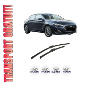 Set stergatoare auto HYUNDAI i30 FASTBACK (PDE, PDEN) din 2017-2022, pentru parbriz auto, 2 bucati, Bosch Aerotwin Retrofit, din cauciuc siliconat rezistent, 4 Stickere Auto HYUNDAI