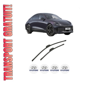 Set stergatoare auto HYUNDAI IONIQ 6 (CE) din 2022-2023, pentru parbriz auto, 2 bucati, Bosch Aerotwin Retrofit, din cauciuc siliconat rezistent, 4 Stickere Auto HYUNDAI