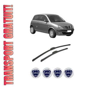 Set stergatoare auto LANCIA YPSILON (843_) din 2003-2011, pentru parbriz auto, 2 bucati, Bosch Aerotwin Retrofit, din cauciuc siliconat rezistent, 4 Stickere Auto LANCIA