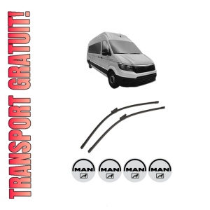 Set stergatoare auto MAN TGE Bus din 2017-2024, pentru parbriz auto, 2 bucati, Bosch Aerotwin, din cauciuc siliconat rezistent, 4 Stickere Auto MAN