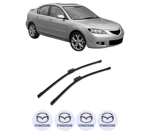 Set stergatoare auto MAZDA 3 Saloon (BK) din 2003-2009, pentru parbriz auto, 2 bucati, Bosch Aerotwin, din cauciuc siliconat rezistent, 4 Stickere Auto MAZDA - Img 2
