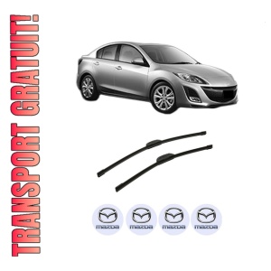 Set stergatoare auto MAZDA 3 Saloon (BL) din 2008-2014, pentru parbriz auto, 2 bucati, Bosch Aerotwin Retrofit, din cauciuc siliconat rezistent, 4 Stickere Auto MAZDA