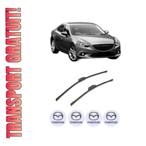 Set stergatoare auto MAZDA 6 Saloon (GJ, GL) din 2012-2020, pentru parbriz auto, 2 bucati, Bosch Aerotwin Retrofit, din cauciuc siliconat rezistent, 4 Stickere Auto MAZDA