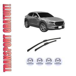 Set stergatoare auto MAZDA CX-30 (DM) din 2019-2021, pentru parbriz auto, 2 bucati, Bosch Aerotwin Retrofit, din cauciuc siliconat rezistent, 4 Stickere Auto MAZDA