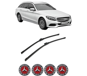 Set stergatoare auto MERCEDES-BENZ C-CLASS T-Model (S205) din 2014-2021, pentru parbriz auto, 2 bucati, Bosch Aerotwin, din cauciuc siliconat rezistent, 4 Stickere Auto MERCEDES-BENZ - Img 2