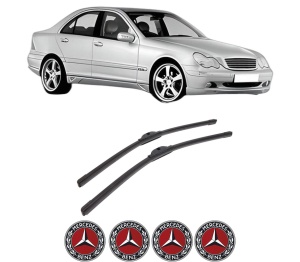 Set stergatoare auto MERCEDES-BENZ C-CLASS (W203) din 2000-2007, pentru parbriz auto, 2 bucati, Bosch Aerotwin, din cauciuc siliconat rezistent, 4 Stickere Auto MERCEDES-BENZ - Img 2