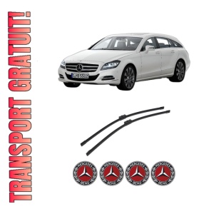 Set stergatoare auto MERCEDES-BENZ CLS Shooting Brake (X218) din 2012-2017, pentru parbriz auto, 2 bucati, Bosch Aerotwin, din cauciuc siliconat rezistent, 4 Stickere Auto MERCEDES-BENZ