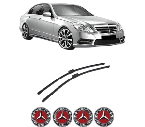 Set stergatoare auto MERCEDES-BENZ E-CLASS (W212) din 2009-2016, pentru parbriz auto, 2 bucati, Bosch Aerotwin, din cauciuc siliconat rezistent, 4 Stickere Auto MERCEDES-BENZ - Img 2