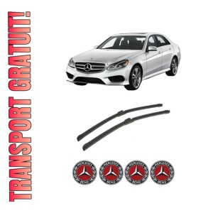 Set stergatoare auto MERCEDES-BENZ E-CLASS (W213) din 2016-2023, pentru parbriz auto, 2 bucati, Bosch Aerotwin, din cauciuc siliconat rezistent, 4 Stickere Auto MERCEDES-BENZ