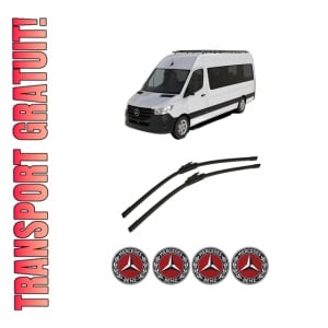 Set stergatoare auto MERCEDES-BENZ SPRINTER 5-t Bus (B906) din 2009-2018, pentru parbriz auto, 2 bucati, Bosch Aerotwin, din cauciuc siliconat rezistent, 4 Stickere Auto MERCEDES-BENZ