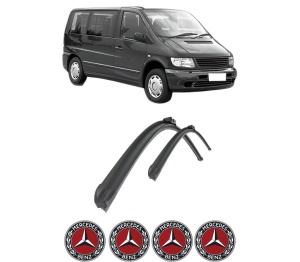 Set stergatoare auto MERCEDES-BENZ V-CLASS (638/2) din 1996-2003, pentru parbriz auto, 2 bucati, Bosch Aerotwin Retro Truck, din cauciuc siliconat rezistent, 4 Stickere Auto MERCEDES-BENZ - Img 2