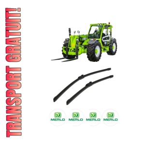 Set stergatoare auto MERLO J7 din 2025, pentru parbriz auto, 2 bucati, Bosch Aerotwin, din cauciuc siliconat rezistent, 4 Stickere Auto MERLO